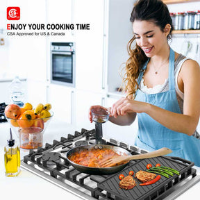Gasland Chef 30 In. Pro-Style 5 Burner NG/LPG Convertible Gas Cooktop With Griddle