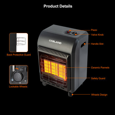 Gasland Chef Ultra Quiet Propane Radiant heater with LP Regulator Hose